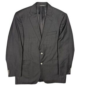 Jack Victor Blazer Wool Sport Coat Metal‎ Buttons Gabardine Black 42L